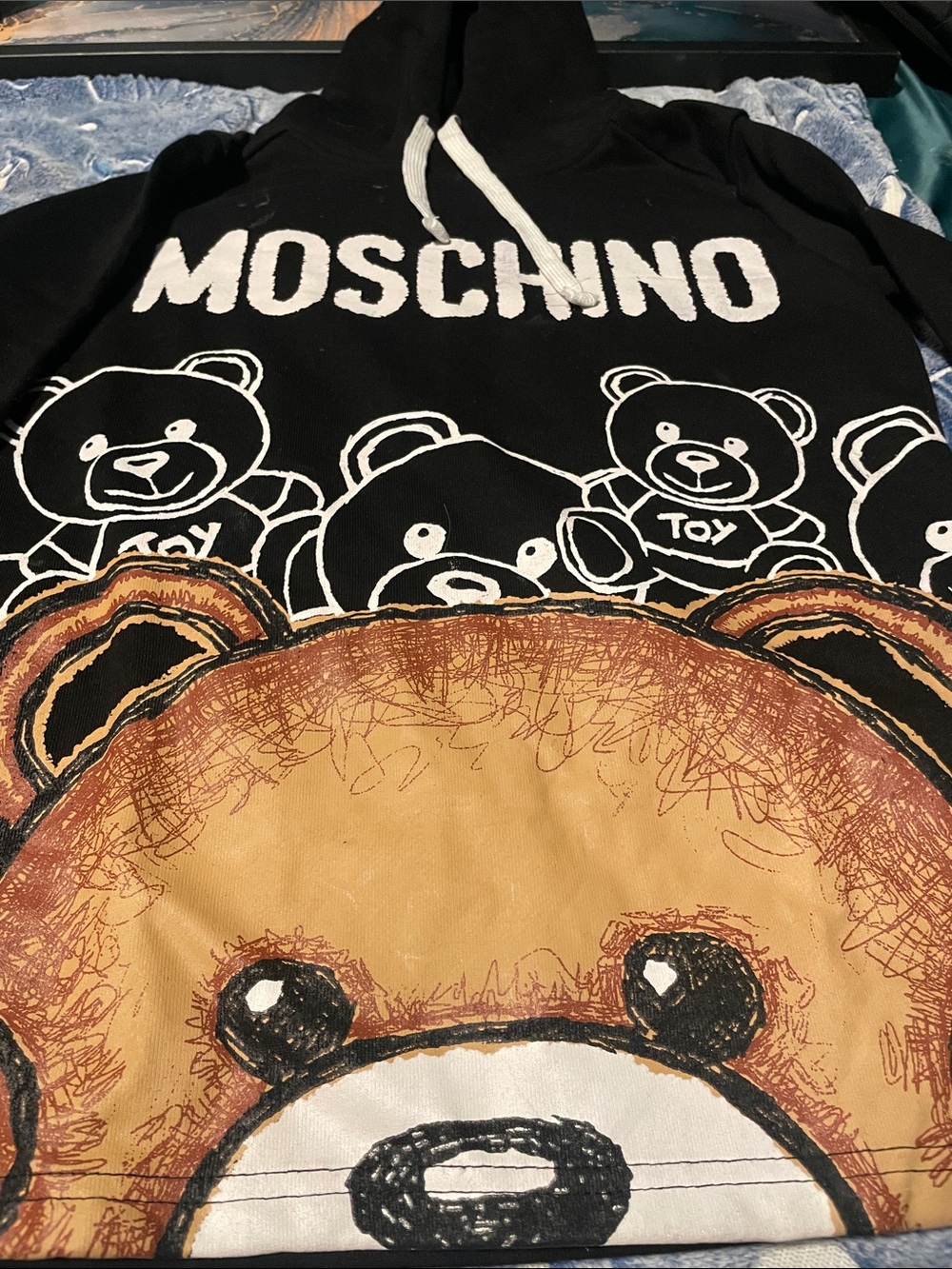 Moschino Women’s Black & Brown Teddy-Graphic Hoodie